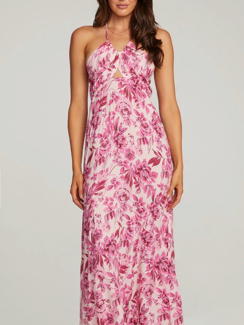 saltwater LUXE Pink Floral Maxi Dress with Smocked Waist